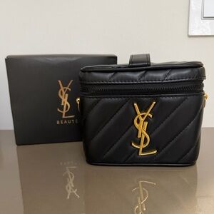 Yves Saint Laurent Quilted Black and Gold Toiletry Bag GWP